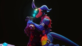 Flamedramon and Hybrid two Rock