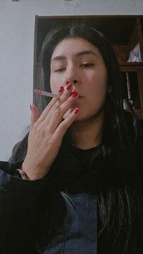 Woman smoking cigarette