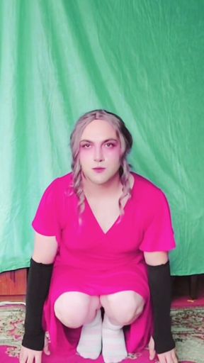 Green Sexy Mini House Dress Shemale Big Butt Sissy Trap Big Ass Tranny Booty Crossdresser Lady Boy F   Clip 1
