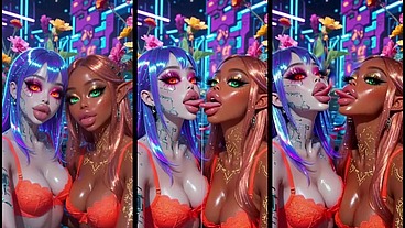 30sec AI Animation: Beautiful women kissing
