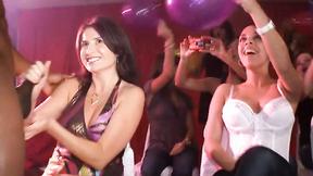 ”CFNM girls suck male strippers”