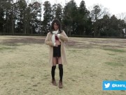 Japanese crossdresser public flashing pee and masterbation in the park
