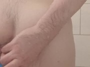 Chubby Cleans Butt In Shower