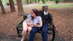 Hot MILF pumps and sucks big black cock in the park