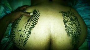 GIANT ASS FULL OF TATTOOs ... OWLS MY FAVORITE BIRD