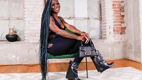 ”BLACK TGIRLS - Black Tgirl with big boobs & prick masturbates”