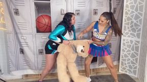 Bring it on! Cheerleaders GIA LOVE & STEFANIA MAFRA destroy plush bear HIDEF
