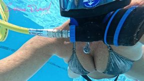 Carissa in FFM flirting in the pool with rare crotch shots