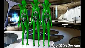 Alien Babe Sucks Two Cocks in Wild 3D Anime Group Action