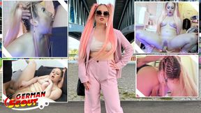 GERMAN SCOUT - Pink Hair Teen Maria Gail with Saggy Tits at Rough Anal Sex Casting