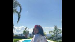 Chubby Ebony Farting like Crazy in the Pool