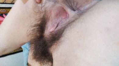 Pink Moon Lust Self Licks Her Own Tiny Titty Small Breast Puffy Nipples Gapes Hairy Pussy