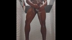 Full soapy and greasy bathroom till I jism rock-hard