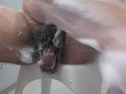 包茎チンポとアナルをお風呂場で綺麗に洗ってみた