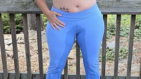 Wet yoga pants in the park