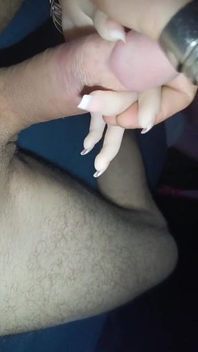 French Manicure Very Cute Handjob Performed by My Sex Doll Cindy