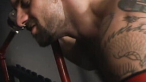 Shane, hard as an aten-inch rock, straddles Dragon & throws one of the best fu