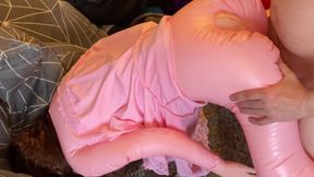 My first contact with a love doll while watching a video of a stunning asian MILF masturbating