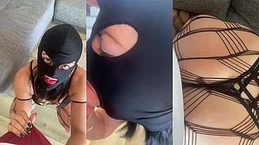 Red Lipstick Blowjob & Hardcore Doggy in Fishnet Lingerie