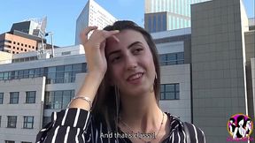 Bombshell slut Lina Luxa with endless legs having gang-bang with 3 men