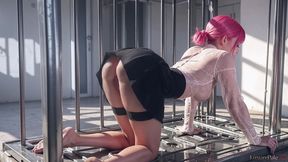 the young woman was behaving very badly, so the guard fucked her in the ass in the prison cell. [ai]