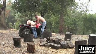 Outdoor bareback sex for Ashton McKay after a ATV ride