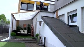 Tattooed babe enjoying hard fuck outdoor with her dude