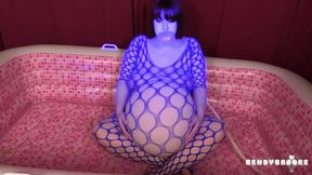 Blueberry Juice Belly Expansion in Fishnets