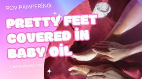 Pretty Feet Covered in Baby Oil