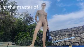 Youngster Pool Guy Likes His Job And Faps His Big Uncut Man-Meat By The Pool
