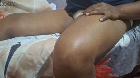 Real Asian MILF gives a sloppy blowjob to her husband while showing off