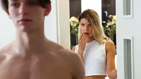 European stepmom finds my cum in the shower and teaches me where it belongs