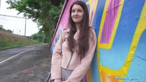 ”Charming Teen Art College Girl Outdoor Studying”