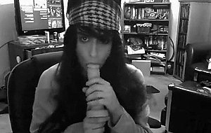 Crossdresser sucking vibrator