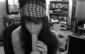 Crossdresser sucking vibrator