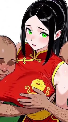 The red chinese dress girl is kind to everyone - 3d hentai ai HD   Clip 1