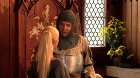 Blonde femdom dominates middle age lesbians in cunnilingus