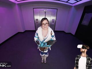 VR Conk: Sexually excited Mei From Overwatch Sucks A Schlong In Glasses In Game Cosplay Porn Parody