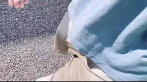 Pissing in trousers while ambling