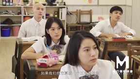 Asian teen gets ravaged in the classroom &mdash;  teacher fucked on TV