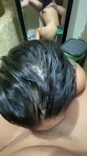 Sucking in the bathroom