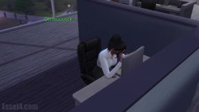 Rina's office anal threesome with futa big ass on big tits