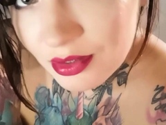 Busty curly brunette with big boobs fucks on couch