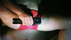 Cums in Panties! Masturbation with a Vibrator Through Red Panties!
