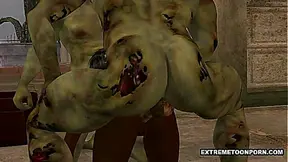 Ebony Beauty Double Teamed by Hung Zombies Outdoors – Wild 3D Horror Sex