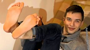 Shy Teenage Boy Does Erotic Foot-Show (Part One) - WMV format, HD Video (added on May14th 2025, new clip!)