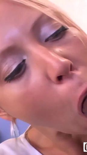 Euro Babe Bibi Fox Slurps and Sucks Big Black Cock