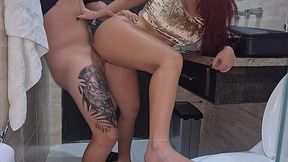 Horny stepbro stick his hard dick up her pussy at night and gave her a creampie