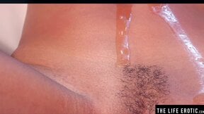Ebony cutie Luna Corazon is spreading and fingering