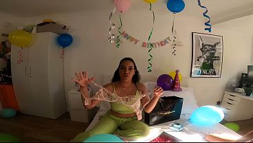 Lesbian birthday party with hot brunettes and small tits